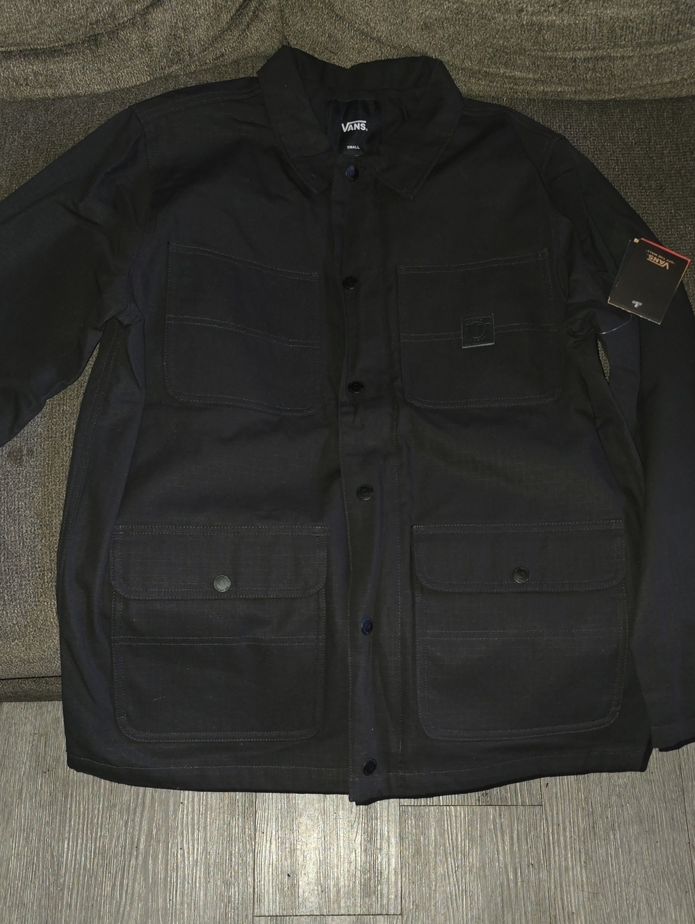 Vans Men's Black Field Jacket with Patch Pocket Detail